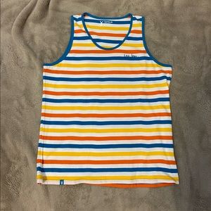Never worn, mens Large Dutch Bros striped tank top!